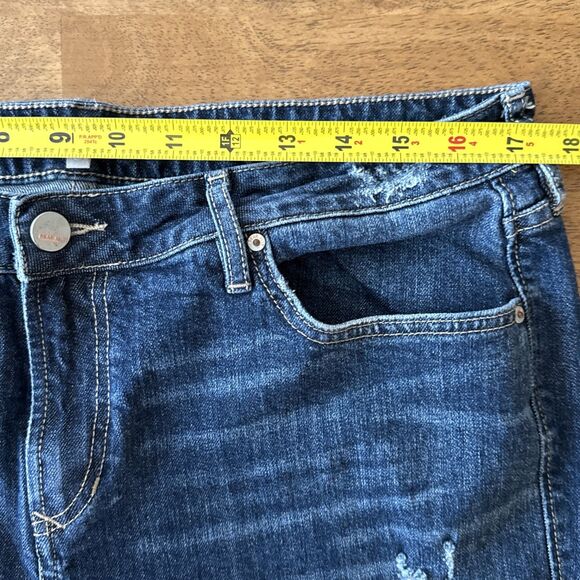 Dear John Straight Leg Distressed High Rise Jean Size 31 Knee Cut Out And Tears - Picture 11 of 16